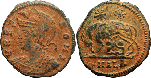 Ancient Roman coin - Commemorative Coin minted in Alexandria, Egypt - Wolf and Twins